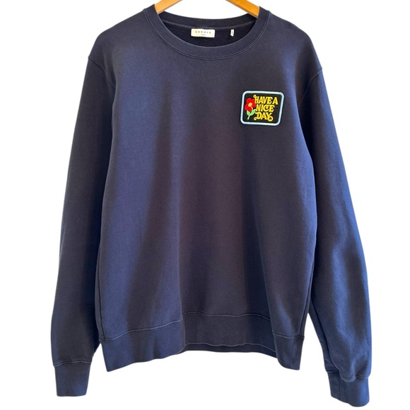 Sandro "Have a Nice Day" Embroidered Sweatshirt - Men's Large Crewneck Casual - Picture 1 of 16